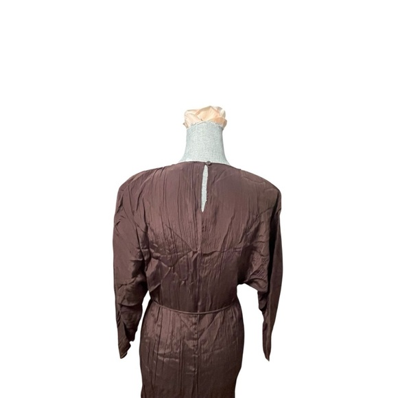 Stockholm Atelier & Other Stories Brown Crinkle Midi Dress – Size 0 - Picture 5 of 11